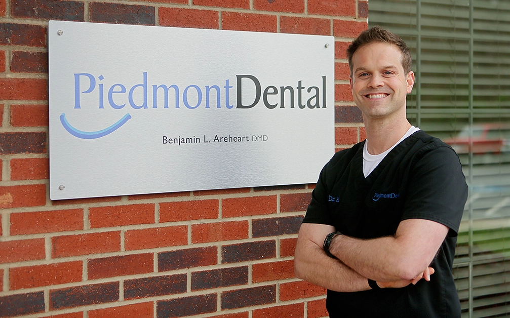Dentist Dr. Areheart outside his office in Rock Hill