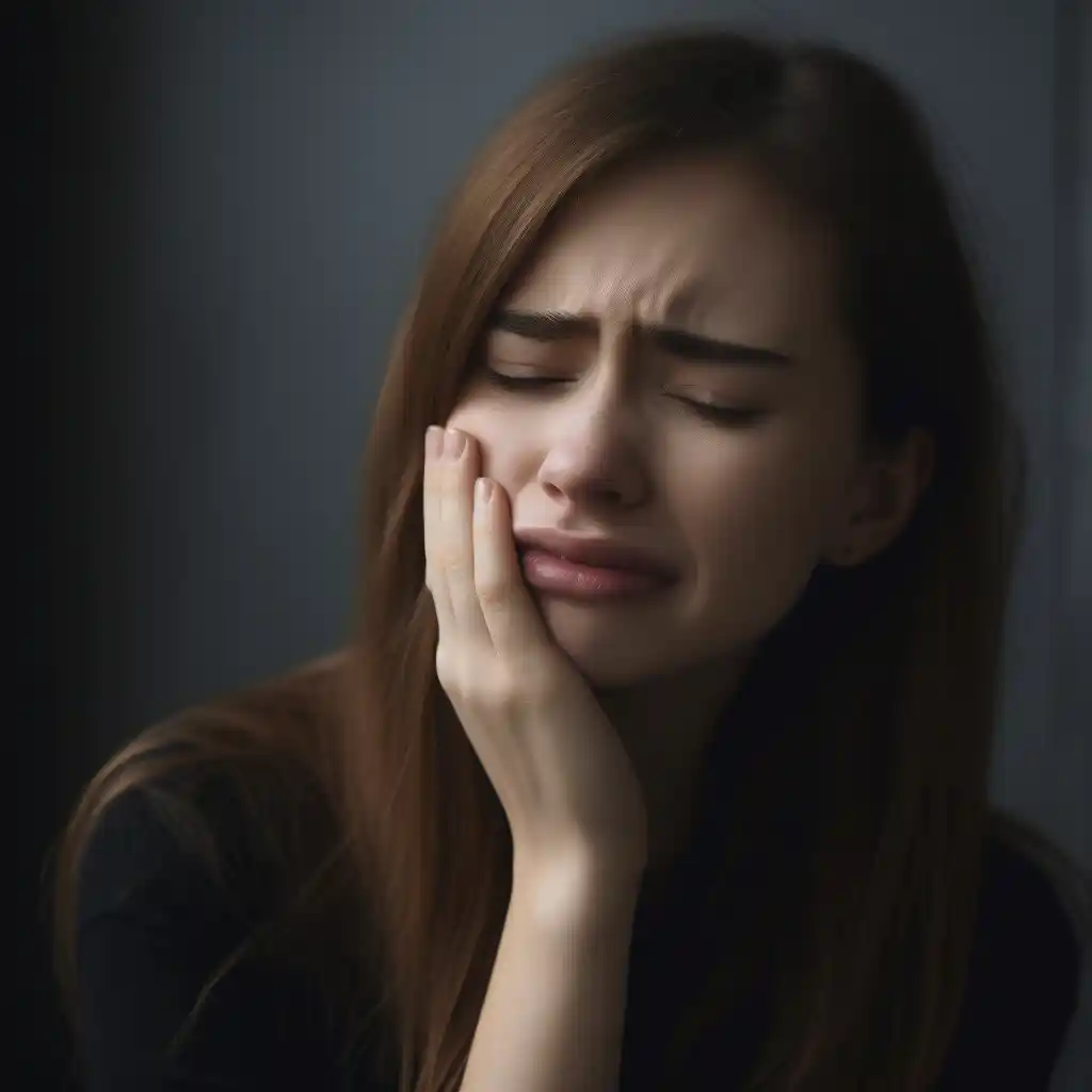 Girl unhappy because her teeth are hurting