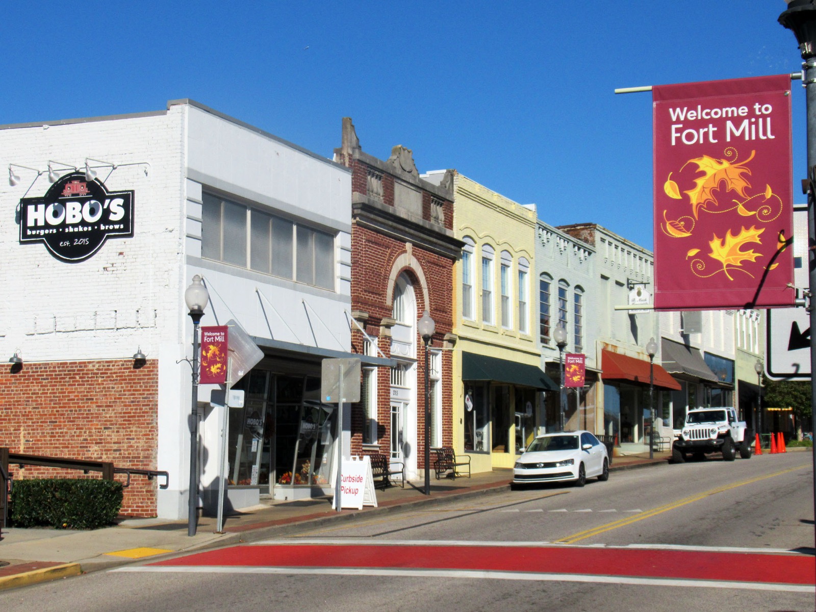 Downtown Main Street, Fort Mill, SC — a short drive from Piedmont Dental