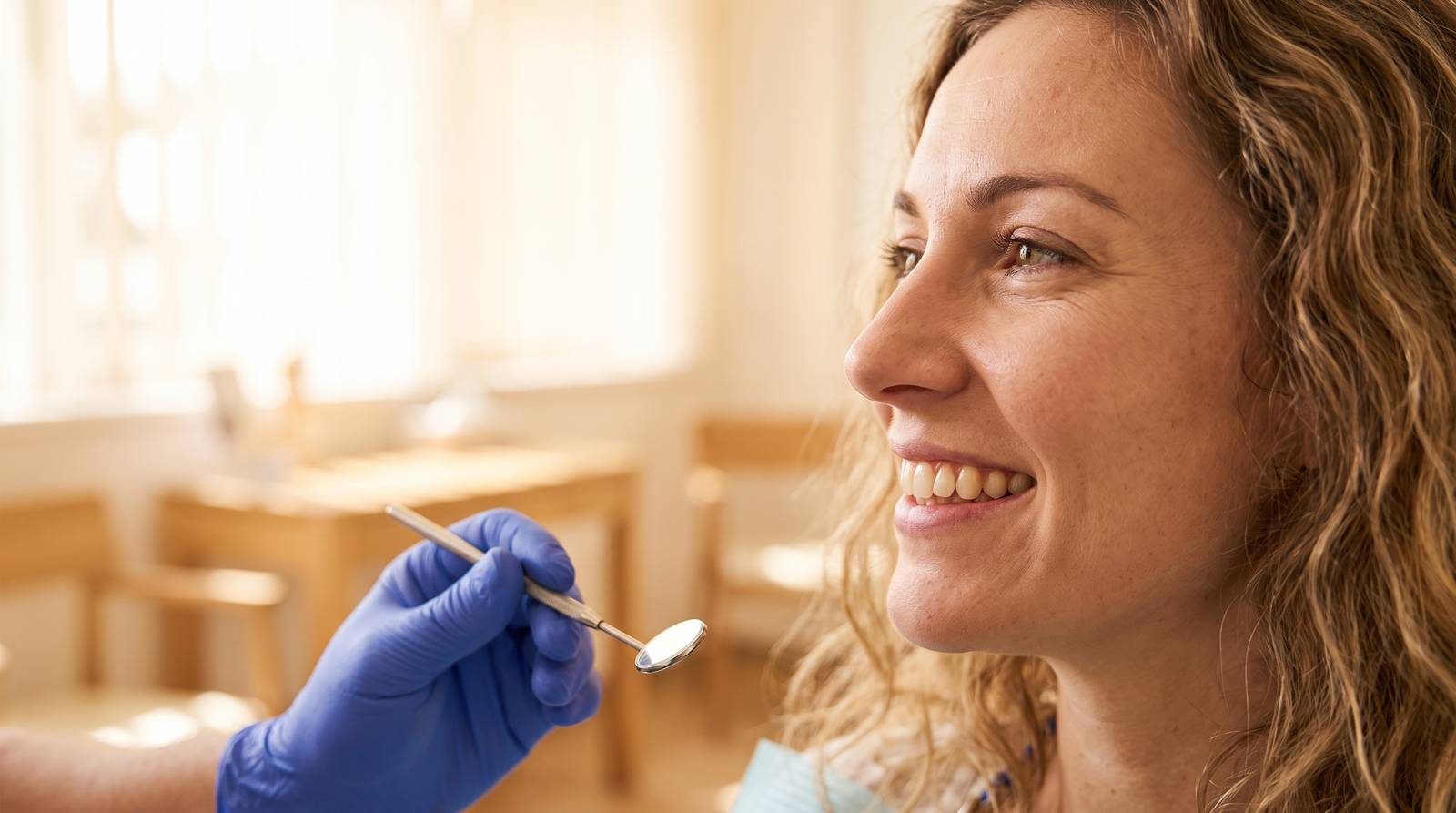 A smiling patient at a cosmetic dentistry consultation