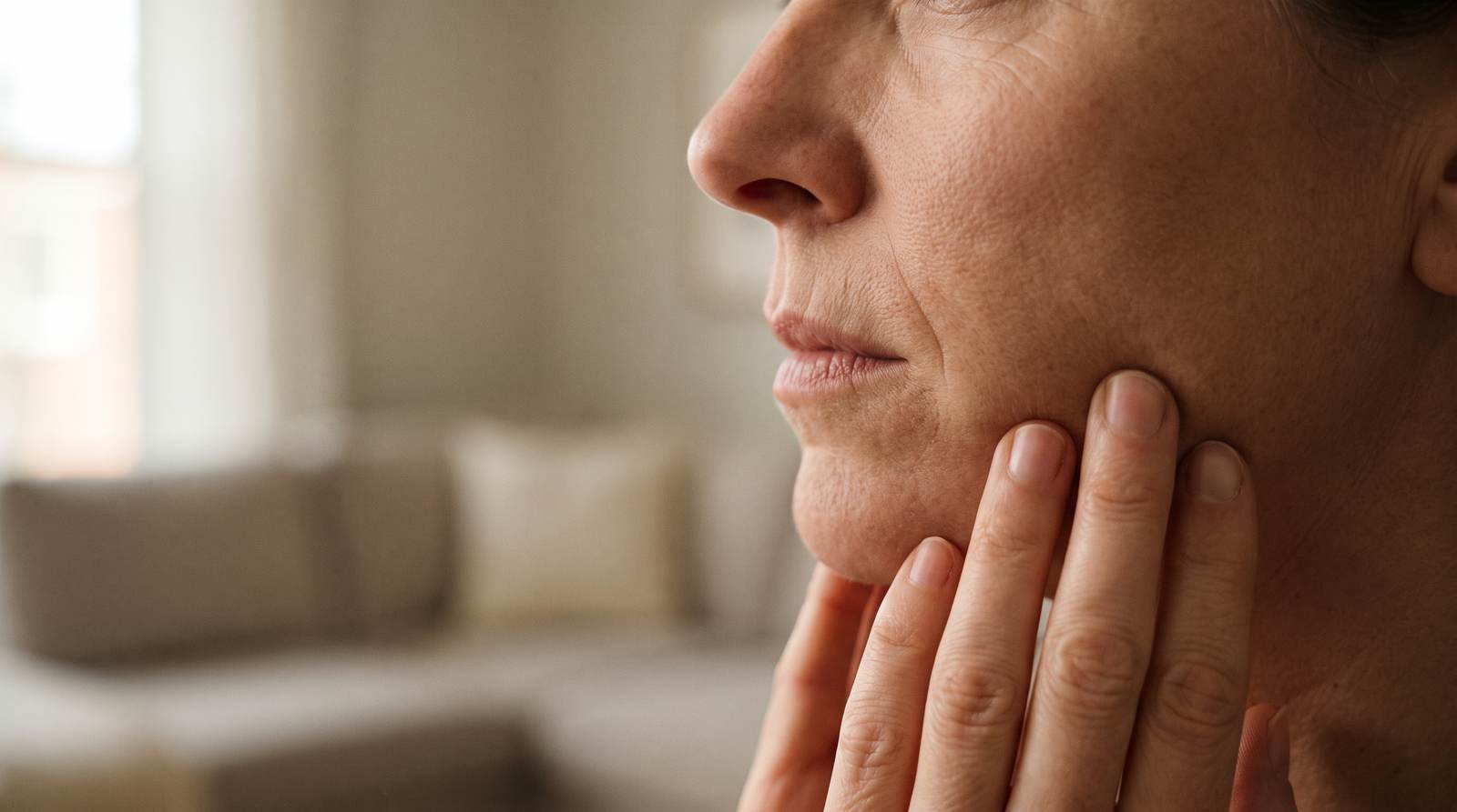 Fingertips at the jaw joint